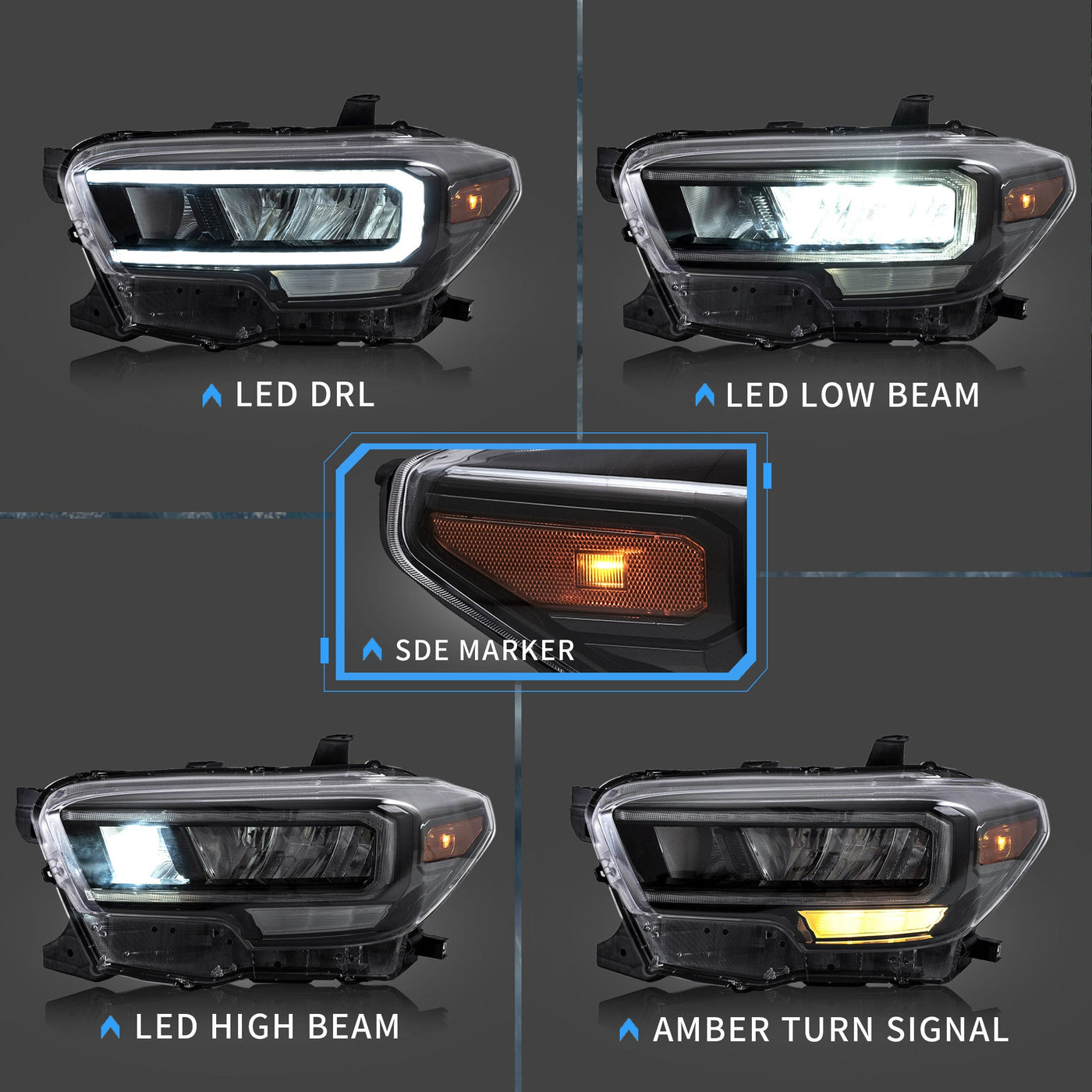VLAND Full LED Headlights For Toyota Tacoma N300 2015-2019 [DOT. SAE.]
