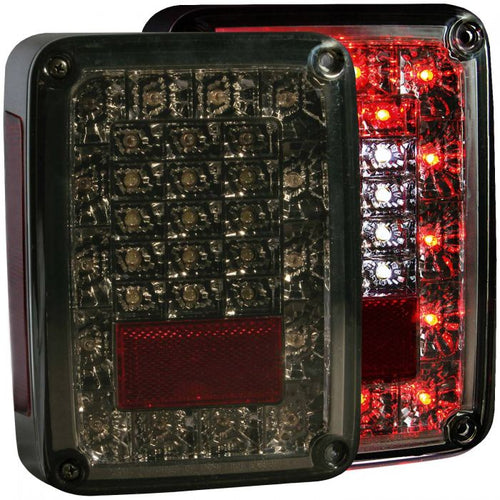 Jeep Led Tail Lights, Jeep Wrangler Tail Lights, (Jk) Tail Lights, 07-18 Tail Lights, Led Tail Lights, Smoke Tail Lights, Anzo Tail Lights