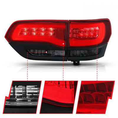 Jeep Led Tail Lights, Jeep Grand Cherokee Tail Lights, Jeep 14-22 Tail Lights, Led Tail Lights, Red/smoke Tail Lights, Anzo Tail Lights