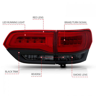 Jeep Led Tail Lights, Jeep Grand Cherokee Tail Lights, Jeep 14-22 Tail Lights, Led Tail Lights, Red/smoke Tail Lights, Anzo Tail Lights