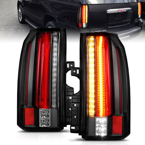 GMC Led Tail Lights, GMC Yukon Tail Lights, Denali 15-19 Tail Lights, Led Tail Lights, Black Tail Lights, Anzo Tail Lights