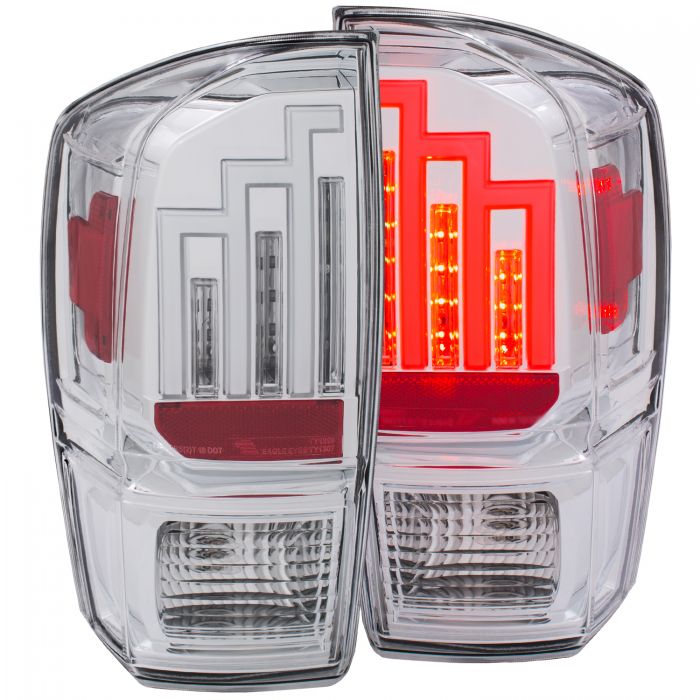 Toyota Tail Lights, Toyota Tacoma Tail Lights, Toyota 16-22 Tail Lights, Led Tail Lights, Chrome Housing Tail Lights, Clear Lens Tail Lights, Anzo Tail Lights