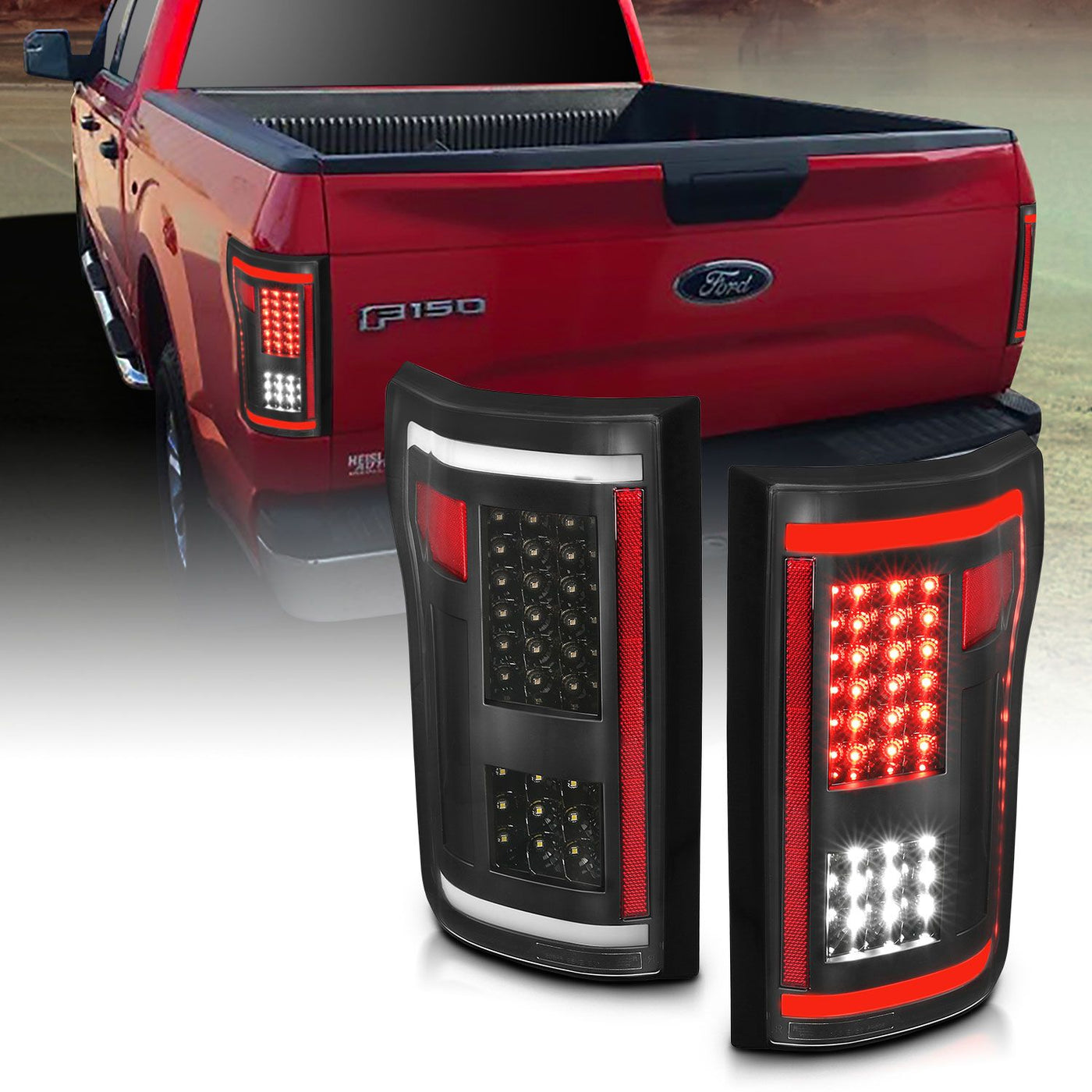 Ford Led Tail Light, Ford F 150 15 -17 Tail Light, Full Led Tail Light, Ford Black Tail Lights, Ford G2 Black Clear