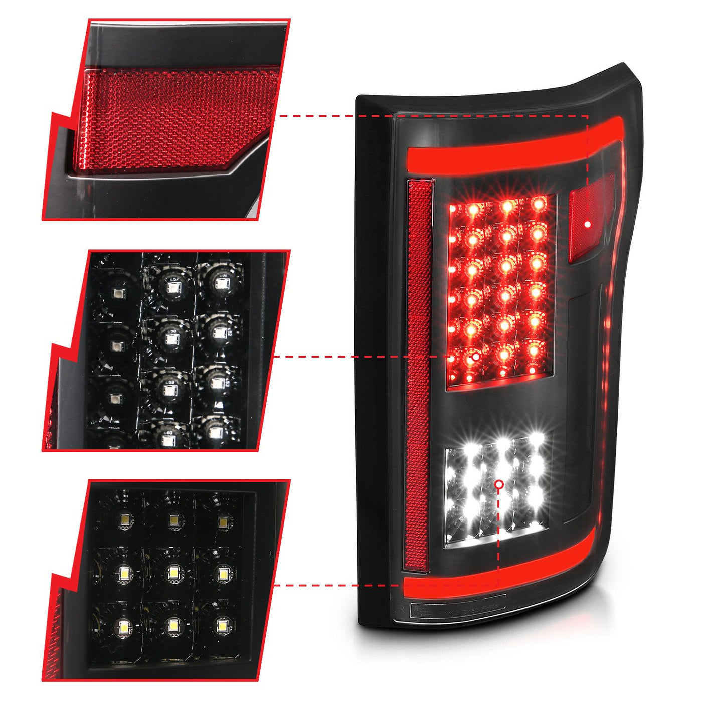 Ford Led Tail Light, Ford F 150 15 -17 Tail Light, Full Led Tail Light, Ford Black Tail Lights, Ford G2 Black Clear