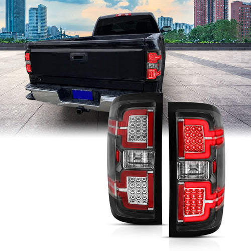 Chevy Silverado Tail Lights, Silverado 1500 Tail Lights, 14-18 Silverado Tail Lights, Silverado 15-19 Tail Lights, Silverado 2500hd Tail Lights, Silverado 3500hd Tail Lights, GMC Sierra Tail Lights, Sierra 15-19 Tail Lights, GMC 2500hd Tail Lights, GMC 3500hd Tail Lights, Tail Lights, Anzo Tail Lights, Black Clear Tail Lights