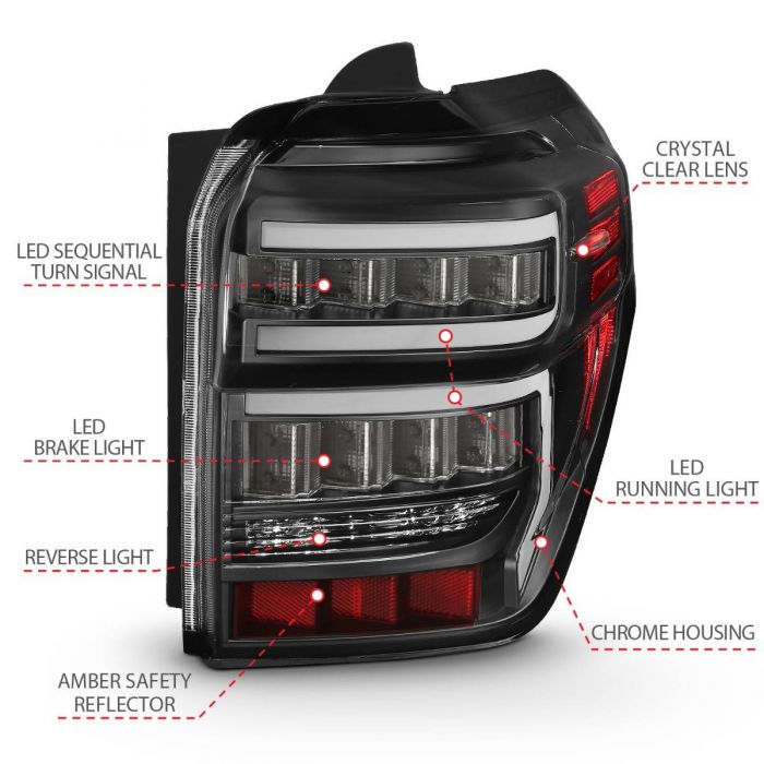 Toyota Tail Lights, Toyota 4runner Tail Lights, Toyota 14-22 Tail Lights, Tail Lights, Black Housing Tail Lights, Anzo Tail Lights