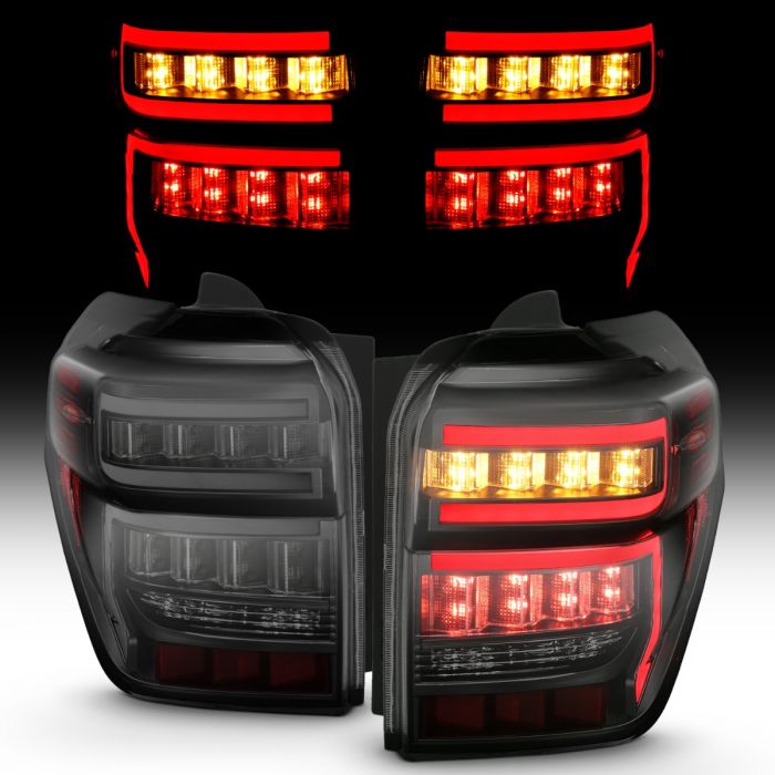 Toyota Tail Lights, Toyota 4runner Tail Lights, Toyota 14-22 Tail Lights, Tail Lights, Black Housing Tail Lights, Smoke Lens Tail Lights, Anzo Tail Lights