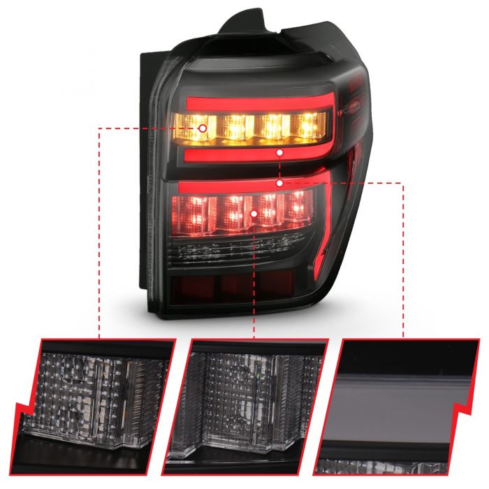 Toyota Tail Lights, Toyota 4runner Tail Lights, Toyota 14-22 Tail Lights, Tail Lights, Black Housing Tail Lights, Smoke Lens Tail Lights, Anzo Tail Lights