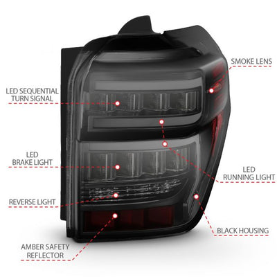 Toyota Tail Lights, Toyota 4runner Tail Lights, Toyota 14-22 Tail Lights, Tail Lights, Black Housing Tail Lights, Smoke Lens Tail Lights, Anzo Tail Lights