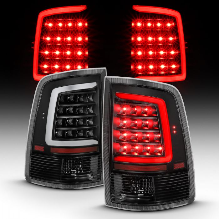 Dodge Led Tail Lights, Ram 1500, Ram 2500, Ram 3500, Dodge 09-18 Crystal Headlights, Dodge 10-18 Crystal Headlights, Led Tail Lights, Dodge Black Clear Tail Lights