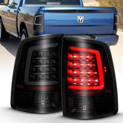 Dodge Ram Tail Lights, Ram 1500 Tail Lights, 2009-2018 Tail Lights, Black Tail Lights, Anzo Tail Lights, LED Tail Lights