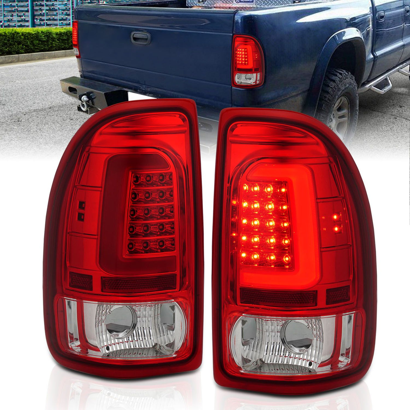 Dodge Tail Lights, Dakota Tail Lights, 97-04 Tail Lights, Tail Lights, Black Tail Lights