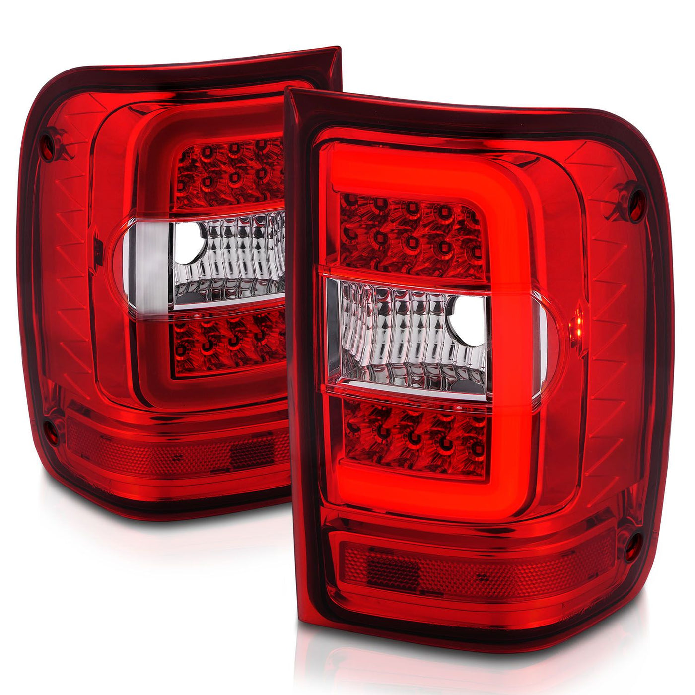 Ford Tail Lights, Ford Ranger Tail Lights, Ford 01-11 Tail Lights, Red Clear Chrome Tail Lights, Anzo Tail Lights,