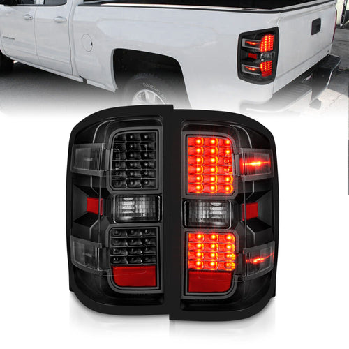 Chevy Silverado Tail Lights, Silverado 1500 Tail Lights, 14-18 Silverado Tail Lights, Silverado 15-19 Tail Lights, Silverado 2500hd Tail Lights, Silverado 3500hd Tail Lights, GMC Sierra Tail Lights, Sierra 15-19 Tail Lights, GMC 2500hd Tail Lights, GMC 3500hd Tail Lights, Tail Lights, Anzo Tail Lights, Black Clear Tail Lights