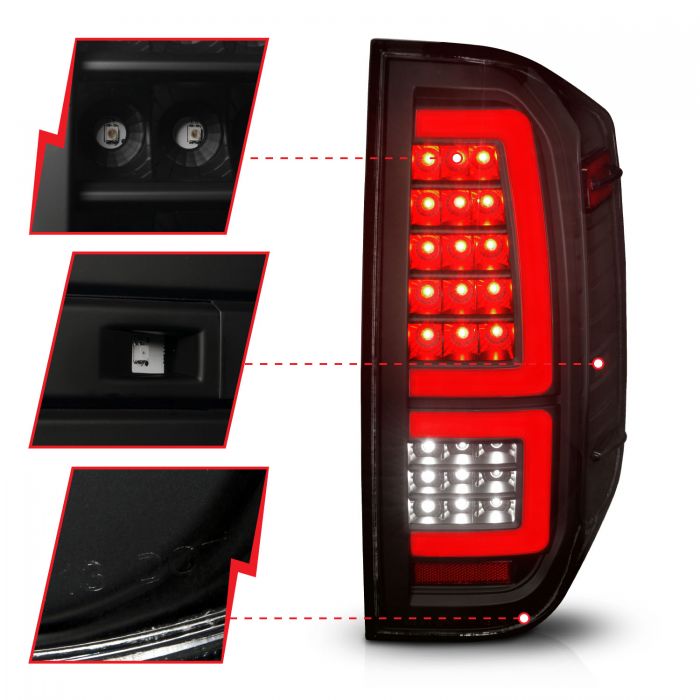 Toyota Tail Lights, Toyota Tundra Tail Lights, Toyota 14-21 Tail Lights, Full Led Tail Lights, Black Housing Tail Lights, Smoke Lens Tail Lights,  Anzo Tail Lights