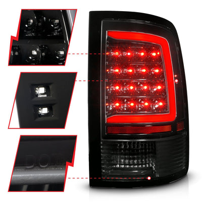 Dodge Ram Tail Lights, Ram 1500 Tail Lights, 2009-2020 Tail Lights, Black Tail Lights, Anzo Tail Lights, LED Tail Lights