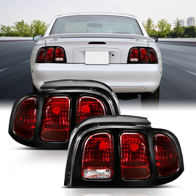 Ford Mustang Tail Lights, Mustang Tail Lights, 1996-1998 Tail Lights, Dark Red Tail Lights, Anzo Tail Lights, LED Tail Lights, Oe Style Tail Lights