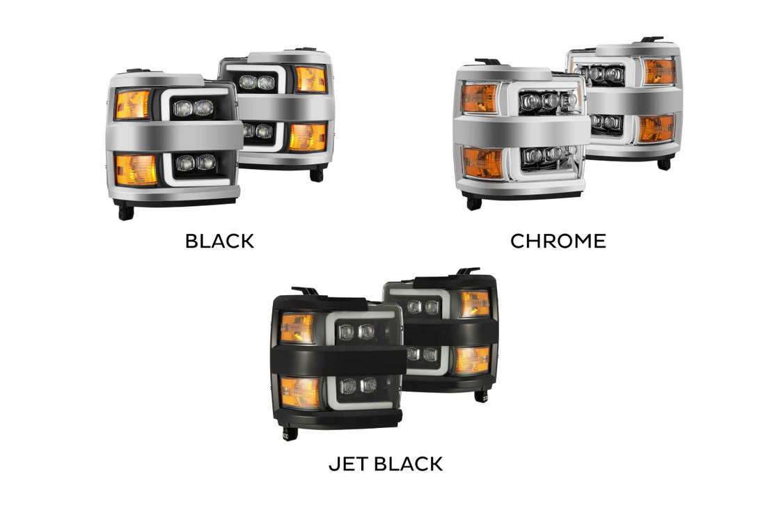 Chevy Silverado Headlight, Silverado Headlight, Silverado 15-19 Headlight, Nova Headlights, Alpharex Nova Headlights, Headlight, Alpharex Headlight, Chrome Headlight,  Jet Black Headlight, Black Headlight