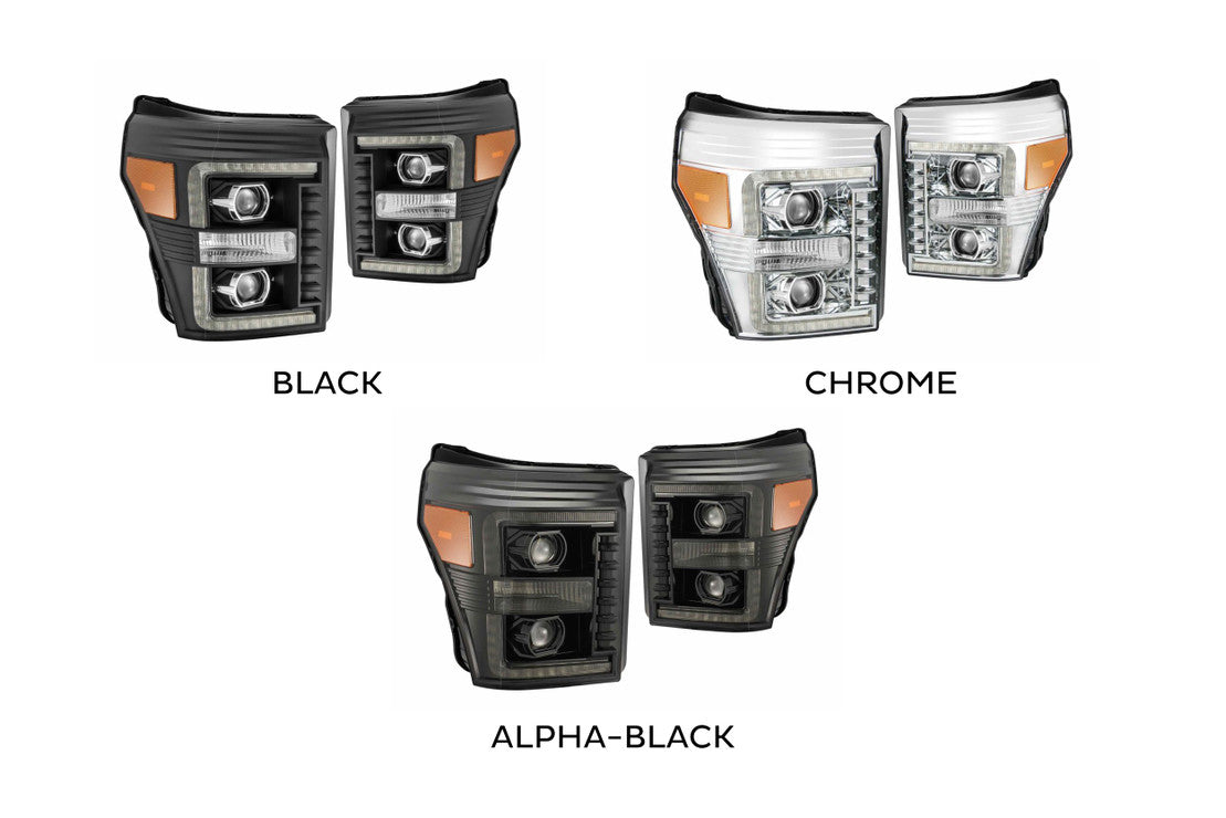 Ford Led Headlights, Super Duty Led Headlights, Super Duty 11-16 Led Headlights, Alpharex Led Headlights, Ford Headlights, Led Headlights, Ford 11-16 Headlights, Alpharex Luxx Headlights, Black Led Headlights, Alpha Black Led Headlights, Chrome Led Headlights