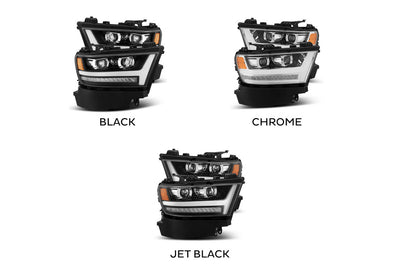 Ram 1500 Headlight, 1500 Luxx Headlight, Ram 19+ Headlight, Alpharex Luxx Headlights, Black Pro Headlight, Chrome Pro Headlight, Jet Black Headlight, Ram Luxx Headlights