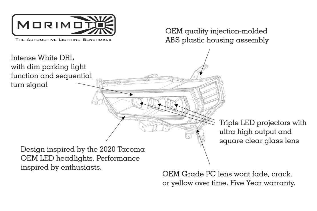 Toyota 4Runner Headlight, 4Runner LED Headlight, Toyota 14-22 Headlight, XB LED Headlights, Toyota XB Headlights, Morimoto LED Headlights, Toyota LED Headlight, 4Runner XB Headlights, XB LED Headlights, Amber DRL Headlights, Toyota DRL Headlights, 4Runner DRL Headlights, Gen2 DRL Headlights, Toyota Gen2 Headlights, 4Runner Gen2 Headlights