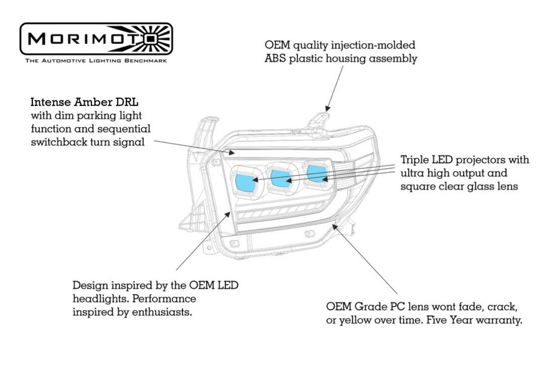 Toyota Tundra (14-20): XB Led Headlights (Pair / ASM / Amber DRL) (Gen 2)