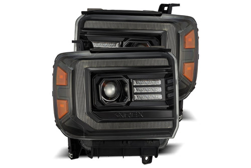 GMC Sierra Headlight, Sierra Luxx Headlight, GMC 14-18 Headlight, Alpharex Luxx Headlights,  Alpha-Black Luxx Headlight, Black Luxx Headlight, GMC Luxx Headlights, Alpharex Luxx Headlights