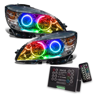 Oracle Lighting 2008-2011 Mercedes Benz C-class Pre-assembled SMD Halo Headlights-chrome-halogen
