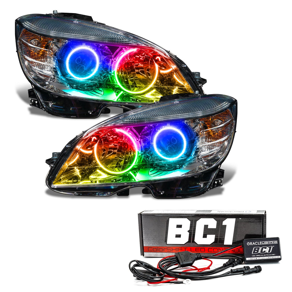 Oracle Lighting 2008-2011 Mercedes Benz C-class Pre-assembled SMD Halo Headlights-chrome-halogen