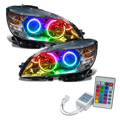 Oracle Lighting 2008-2011 Mercedes Benz C-class Pre-assembled SMD Halo Headlights-chrome-halogen