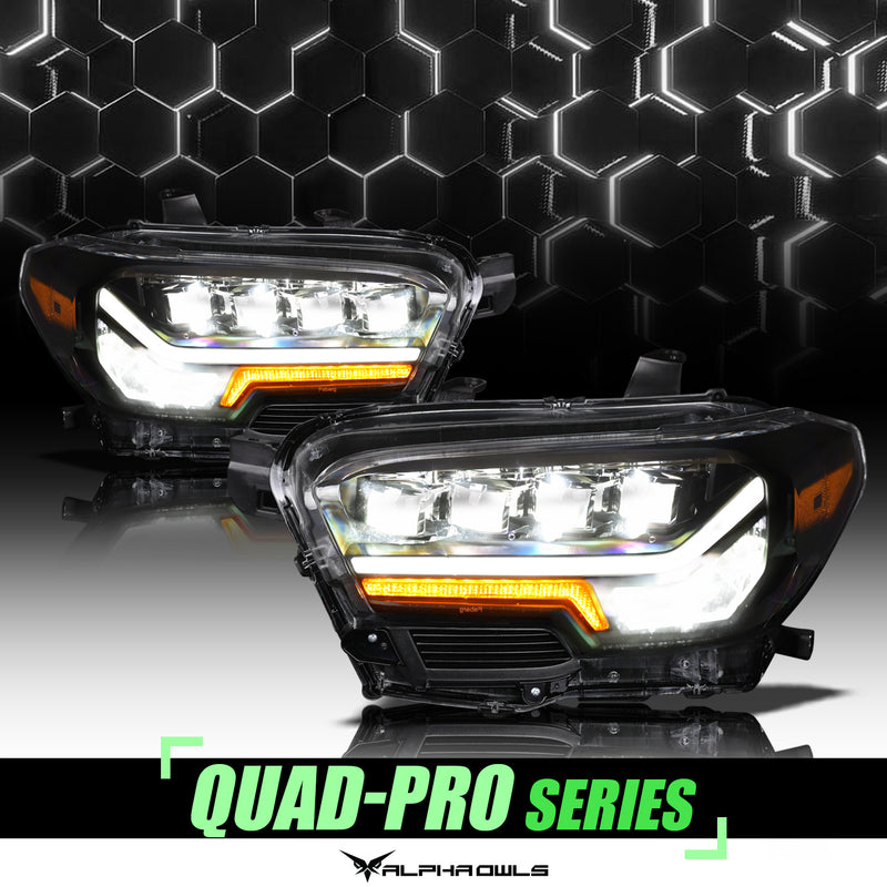 Alpha Owls Headlights, Alpha Owls Toyota Headlights, Toyota 2016-2022 Headlights, LED Projector Headlights, Toyota Tacoma Headlights