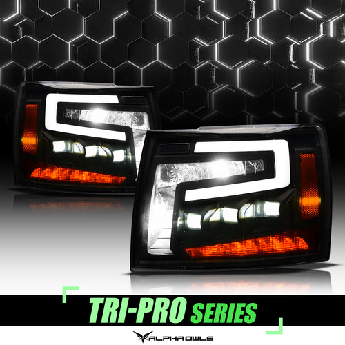 Alpha Owls Projector Headlights, Alpha Owls Chevy Headlights, Chevy 2007-2014 Headlights, Chevy Silverado 2500/3500 Headlights, LED Projector Headlights