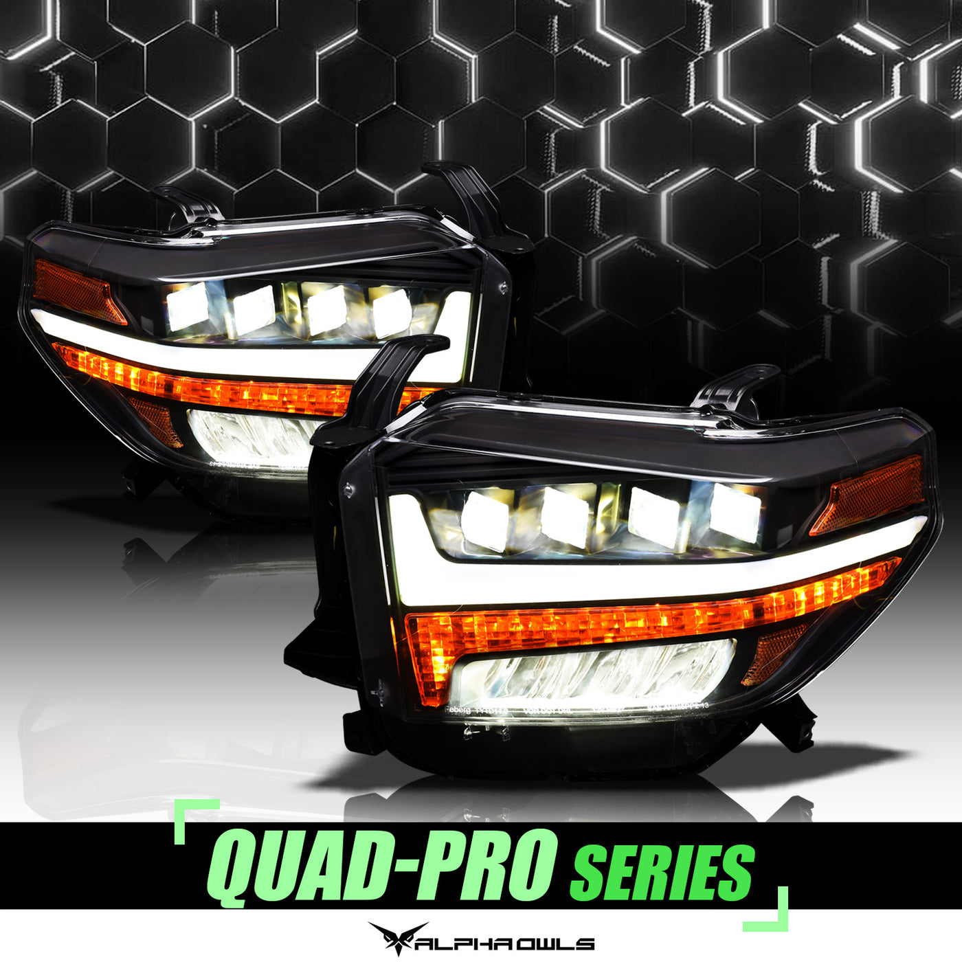 Alpha Owls Headlights, Alpha Owls Toyota Headlights, Toyota 2014-2019 Headlights, LED Projector Headlights, Toyota Tundra Headlights