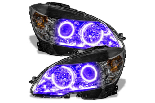Mercedes Benz Headlights, 2008-2011 LED Headlights, C-Class LED Headlights, Purple LED Headlights, SMD LED Headlights, Single Color Headlights, Oracle Halo Headlights, LED Halo Headlights