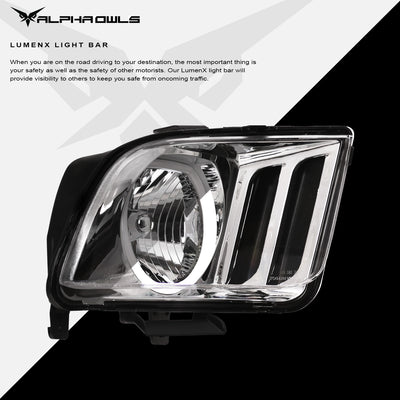 Alpha Owls Headlights, Alpha Owls Ford Headlights, Ford 2005-2009 Headlights, Ford Mustang Headlights, Headlights, Chrome housing Headlights