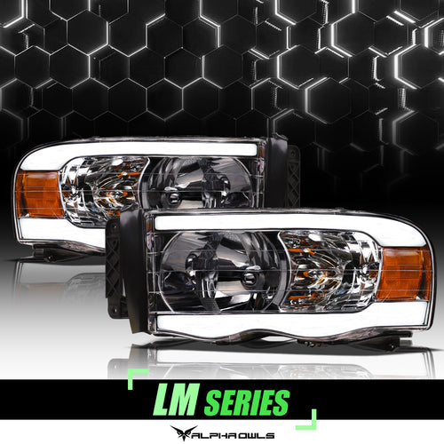 Alpha Owls Headlights, Alpha Owls Dodge Headlights, Dodge 2002-2005 Headlights, Dodge Ram 1500 Headlights, Headlights, Chrome housing Headlights