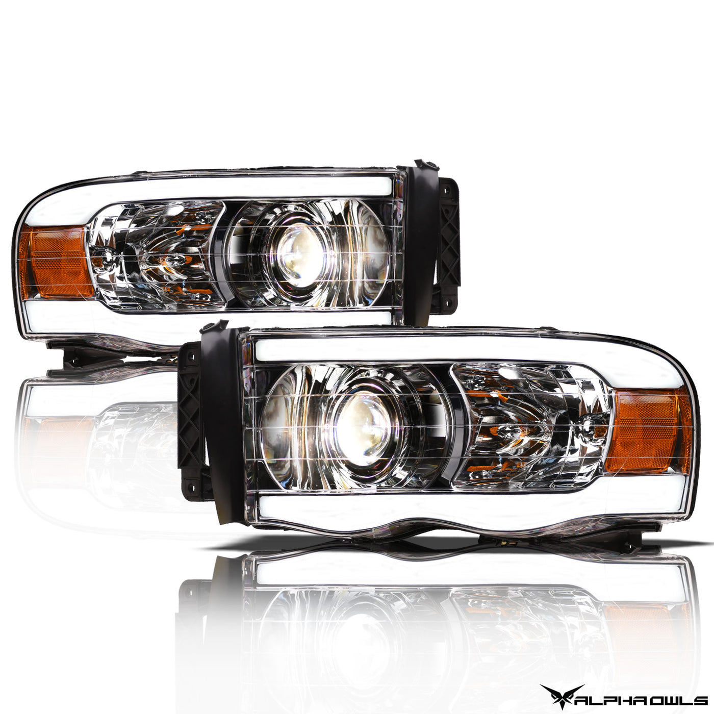 Alpha OwlsHeadlights, Dodge Ram 2500/3500 Headlights, Projector Headlights, 2003-2005 Headlights, Chrome Headlights