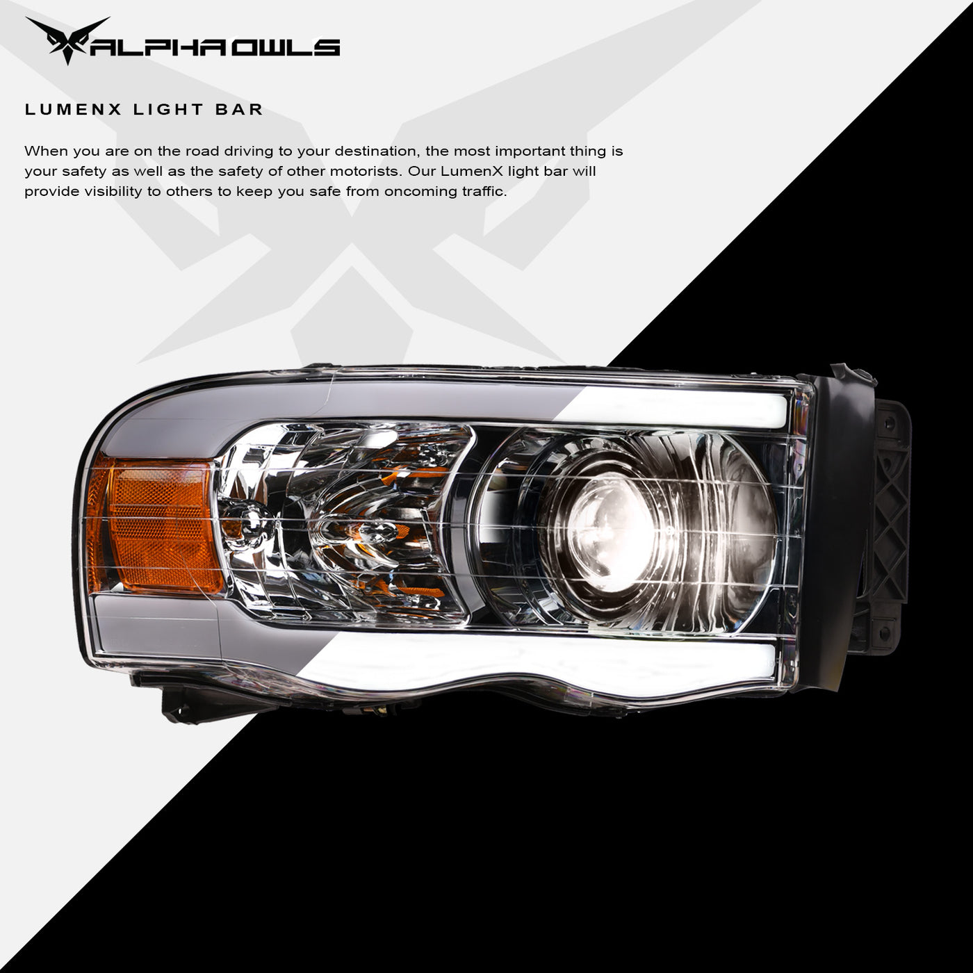 Alpha OwlsHeadlights, Dodge Ram 1500 Headlights, Projector Headlights, 2002-2005 Headlights, Chrome Headlights