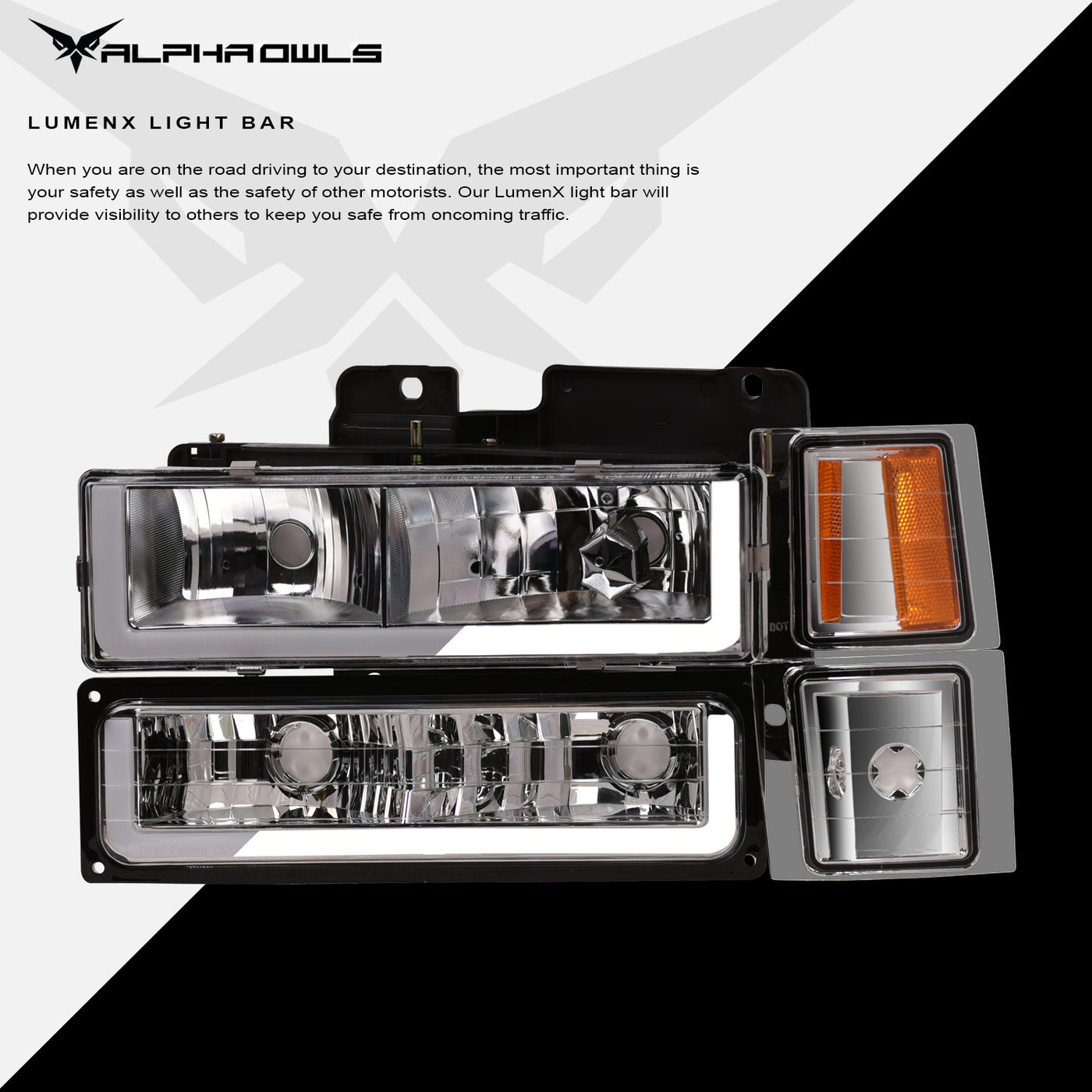 Alpha Owls Headlights, K-1500Headlights, GMC Headlights, 1994-1998 Headlights, Headlights