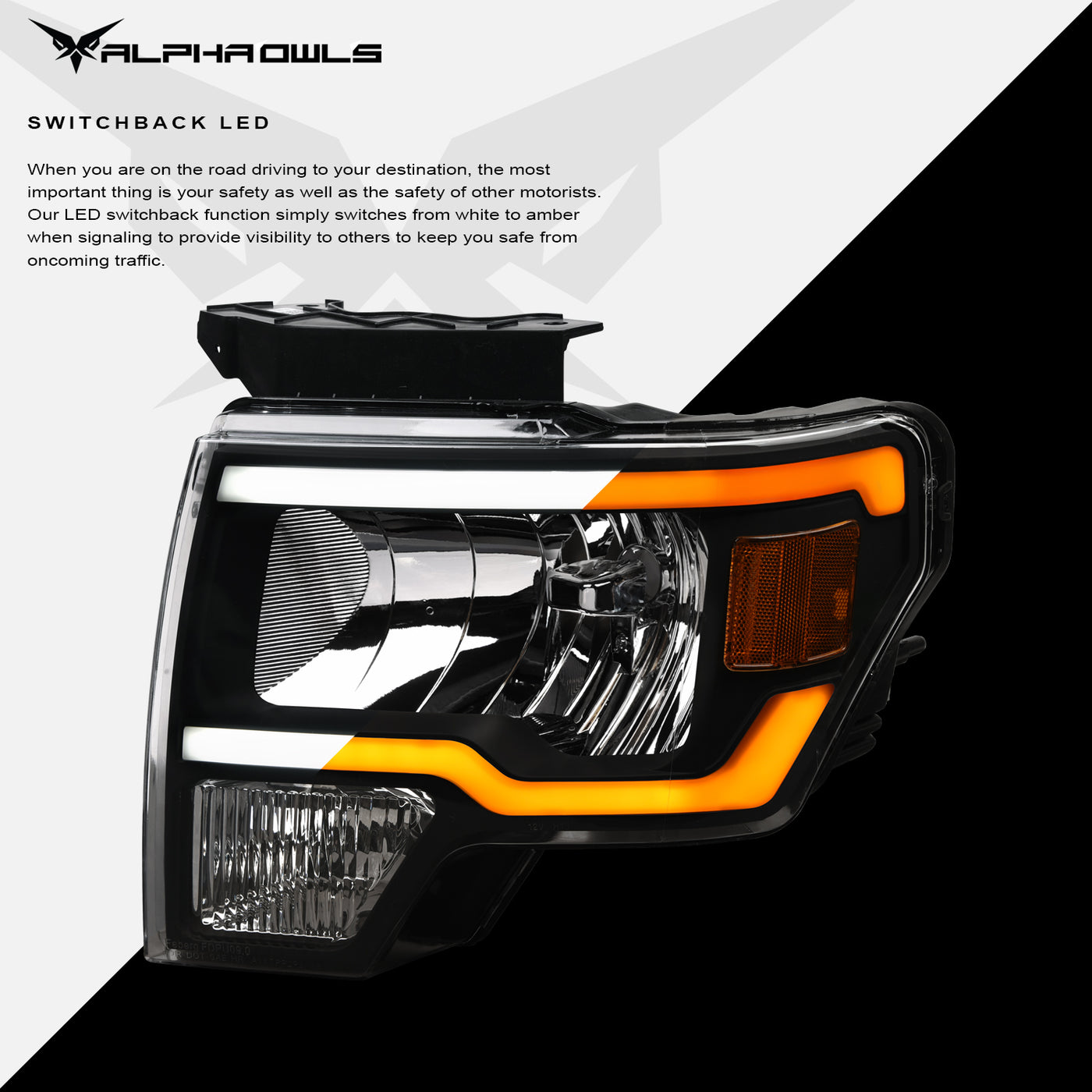 Alpha Owls Headlights, Alpha Owls Ford Headlights, Ford 2009-2014 Headlights, Ford F-150 Headlights, Headlights, Black housing Headlights