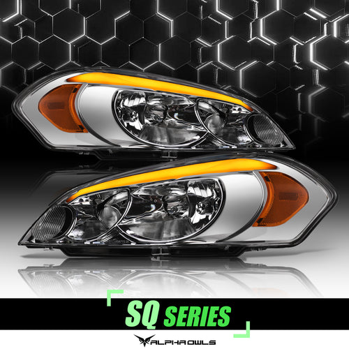 Alpha Owls Headlights, Alpha Owls Chevy Headlights, Chevy 2006-2013 Headlights, Chevy Impala Headlights, Headlights, Chrome housing Headlights