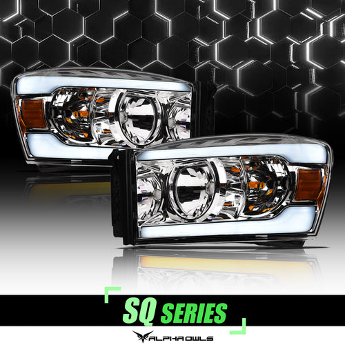 Alpha Owls Headlights, Alpha Owls Dodge Headlights, Dodge 2006-2008 Headlights, Dodge Ram 1500 Headlights, Headlights, Chrome housing Headlights