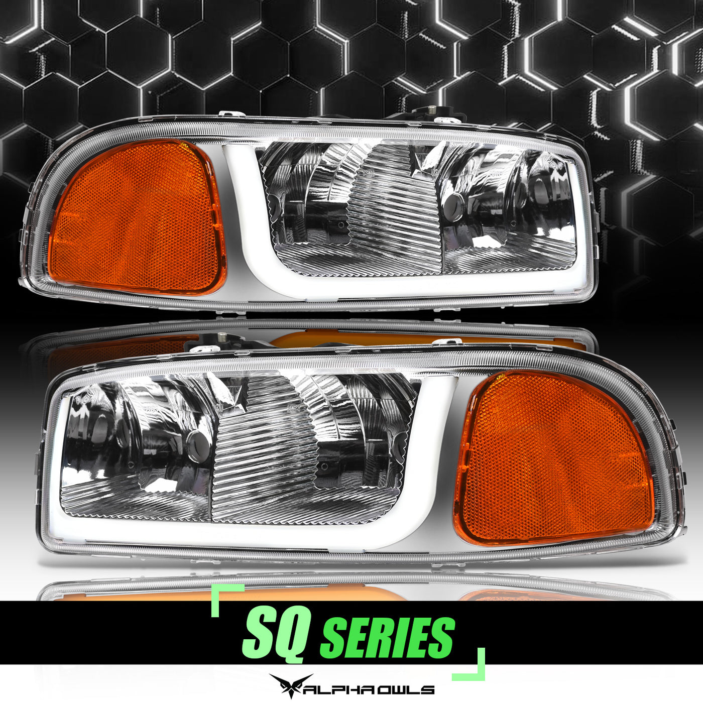 Alpha Owls Headlights, GMC Headlights, Yukon Headlights, Chrome Headlights