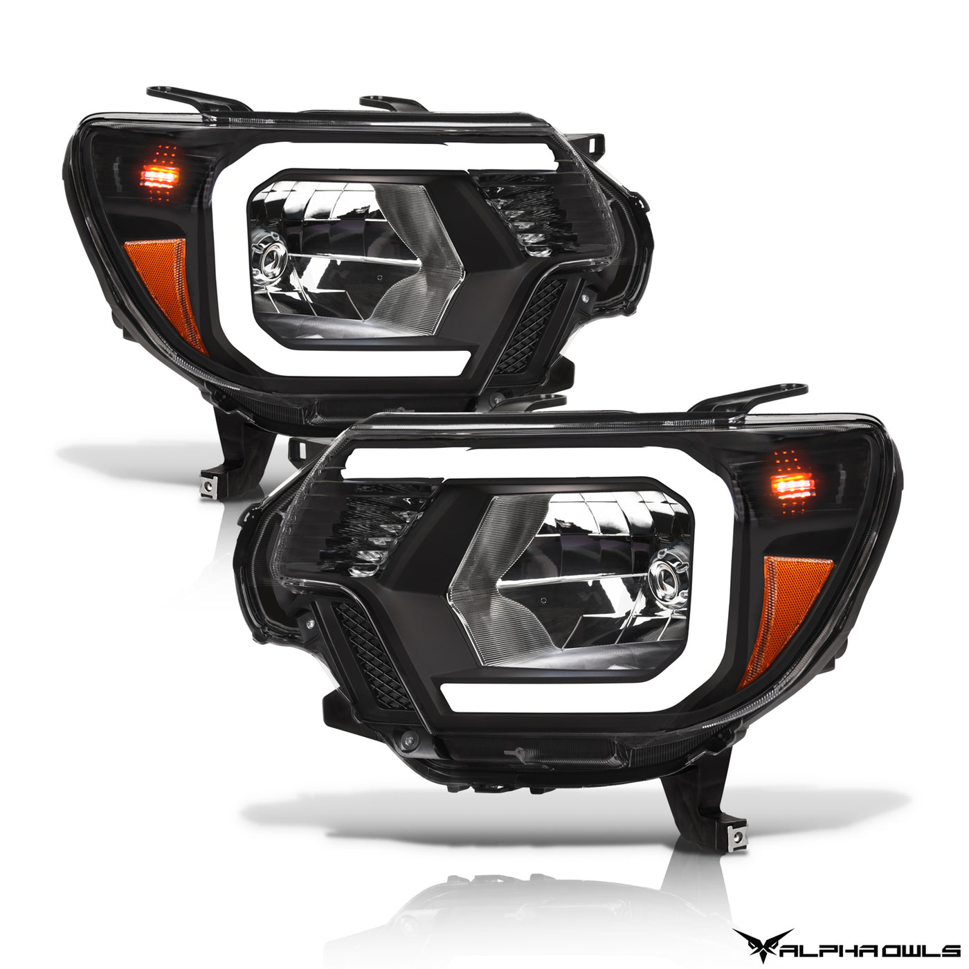 Alpha Owls Headlights, Alpha Owls Toyota Headlights, Toyota 2012-2015 Headlights, Toyota Tacoma Headlights, Headlights, Black housing Headlights