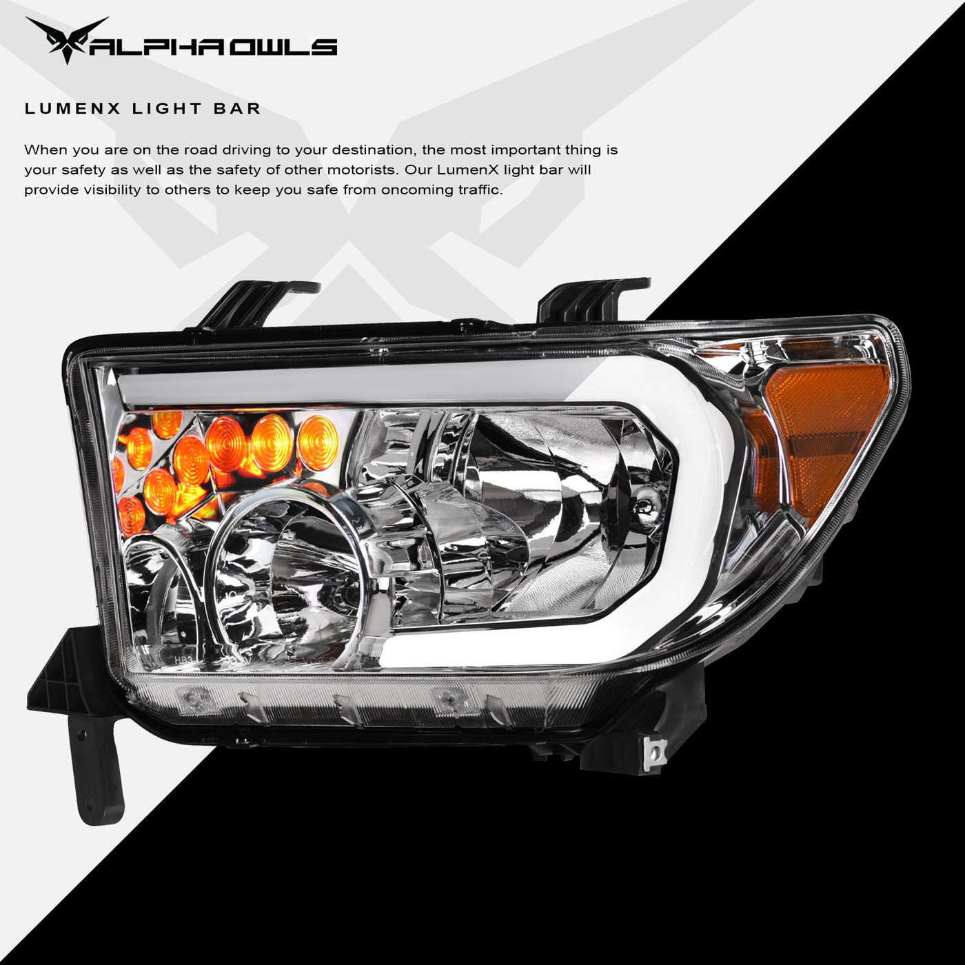 Alpha Owls Headlights, Alpha Owls Toyota Headlights, Toyota 2007-2013 Headlights, Toyota Tundra Headlights, Headlights, Chrome housing Headlights