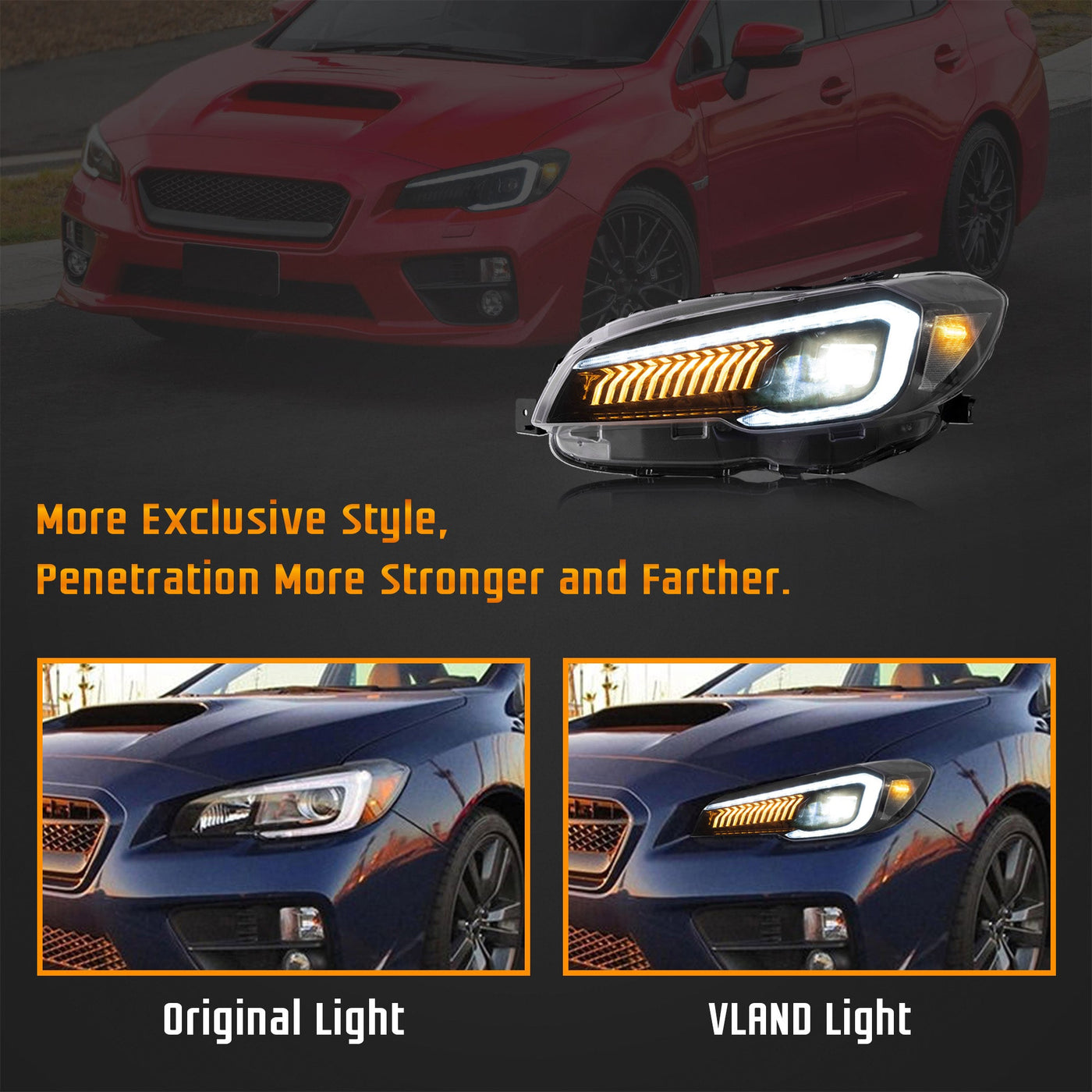 VLAND LED Dual Beam Projector Headlights For Subaru WRX 2015-2021 [DOT. SAE.]