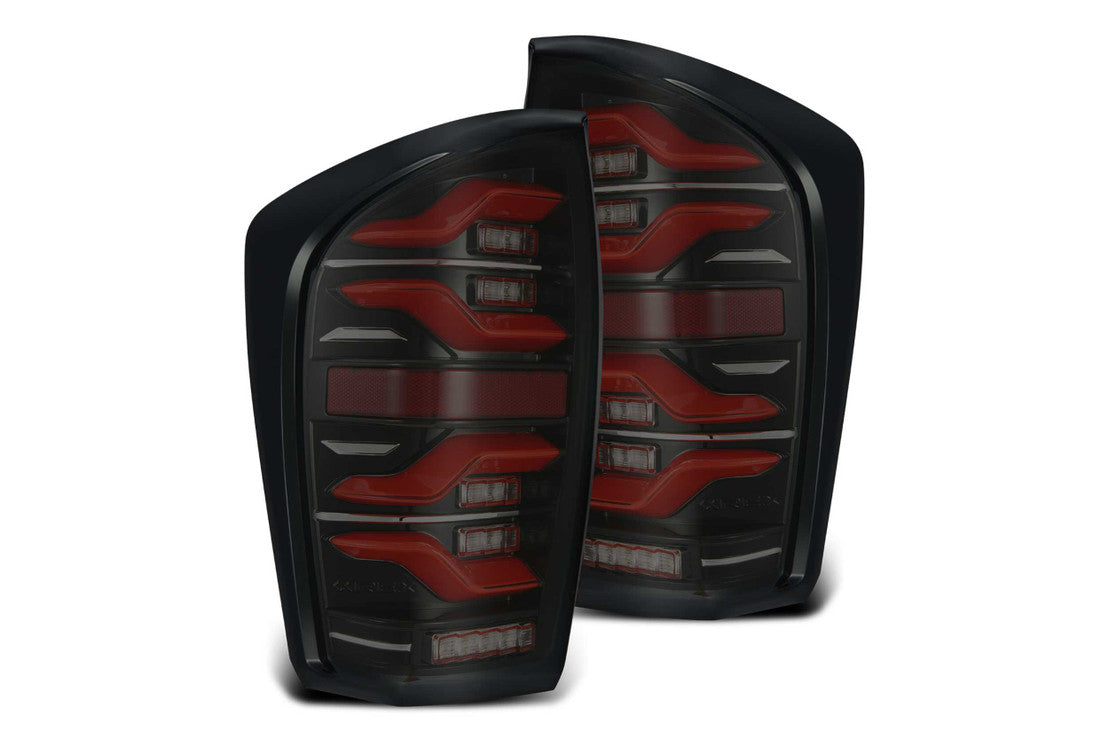 Toyota Tacoma Taillights, Tacoma LED Taillights, Toyota 16-22 Taillights, Alpharex Luxx Taillights, Luxx Led Taillights, Toyota LED Taillights, Toyota Alpharex Taillights, Tacoma Luxx Taillights, Black-Red LED Taillights, Black LED Taillights, Alpha-Black LED Taillights, Toyota Luxx Taillights