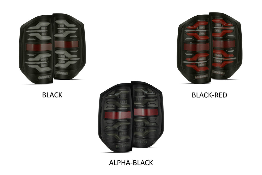 Toyota Tundra Taillights, Tundra LED Taillights, Toyota 14-21 Taillights, Alpharex Luxx Taillights, Luxx Led Taillights, Toyota LED Taillights, Toyota Alpharex Taillights, Tundra Luxx Taillights, Black-Red LED Taillights, Black LED Taillights, Alpha-Black LED Taillights, Toyota Luxx Taillights