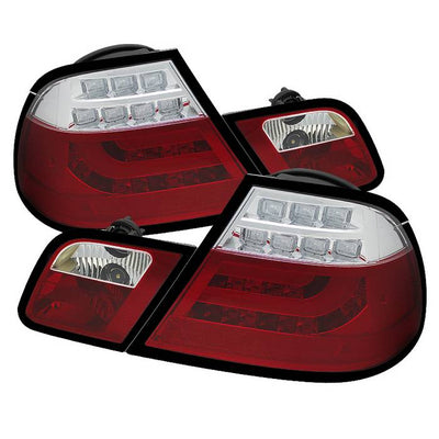 BMW E46 00-03 2Dr Coupe Light Bar LED Tail Lights - Red Clear