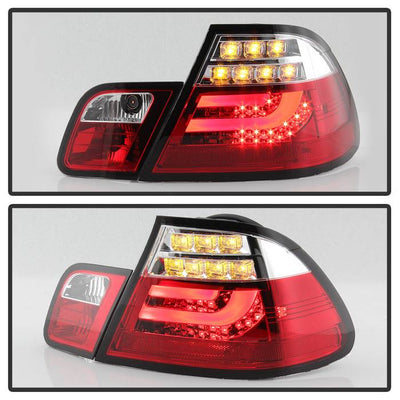 BMW E46 00-03 2Dr Coupe Light Bar LED Tail Lights - Red Clear